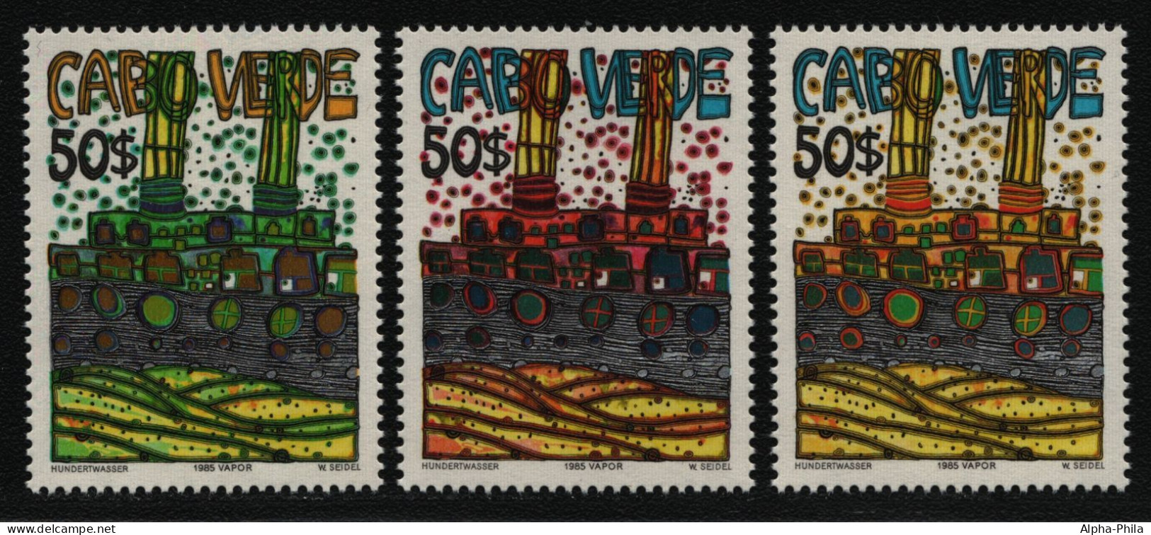 Kap Verde 1985 - Mi-Nr. 497-499 ** - MNH - Aus Block - Hundertwasser (I) - Cap Vert