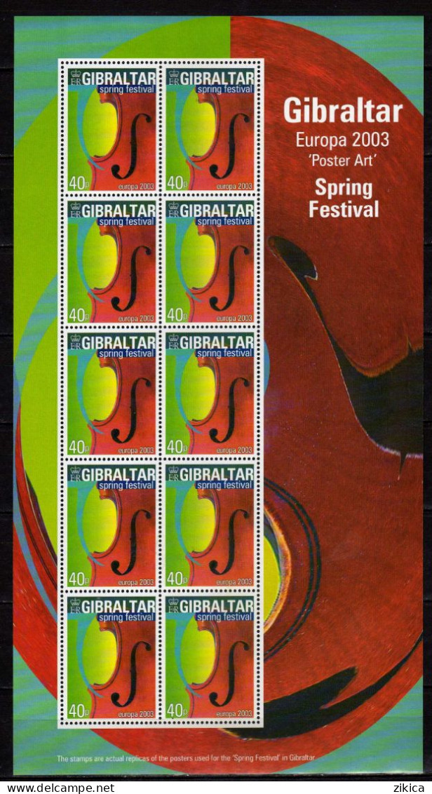 Gibraltar - 2003 EUROPA Stamps - Poster Art. 4 M/S. MNH** - Gibraltar