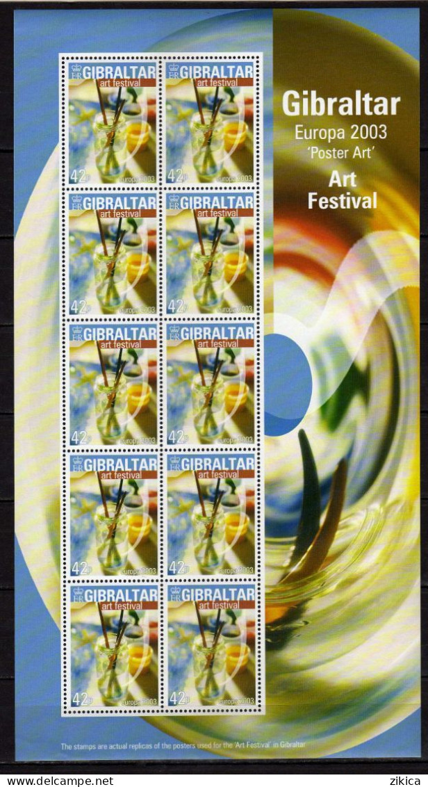 Gibraltar - 2003 EUROPA Stamps - Poster Art. 4 M/S. MNH** - Gibraltar