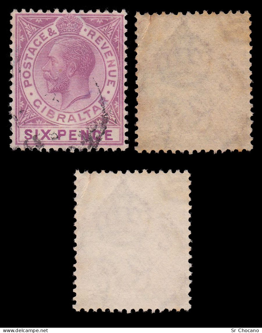 GIBRALTAR.1912.GV.6d Dull Purple-mauve.SG 97.USED.Mult Script CA - Gibraltar
