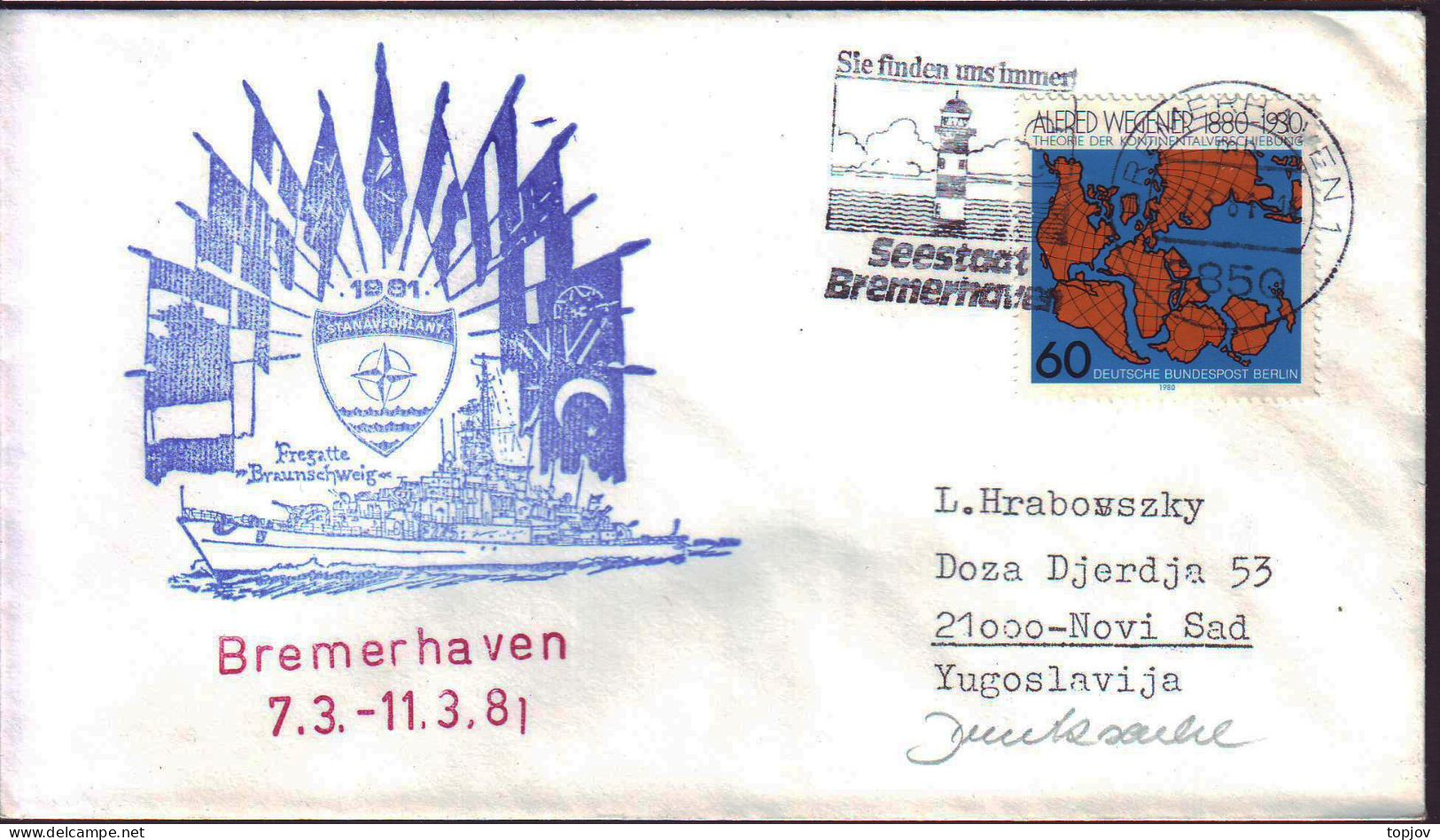 GERMANY - NATO SHIPS - FREGATA BRAUNSCHWEIG - 1981 - Andere Vervoerswijzen