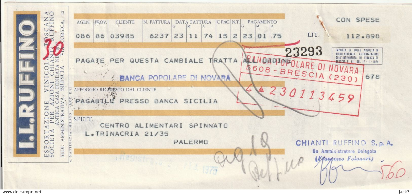 CAMBIALE CON TASSELLO PUBBLICITARIO - Cheques En Traveller's Cheques