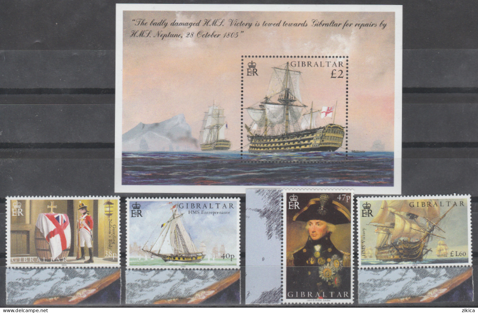 Gibraltar - 2005 The 200th Ann. Of The Battle Of Trafalgar.ships,stamps And Block. MNH** - Gibraltar