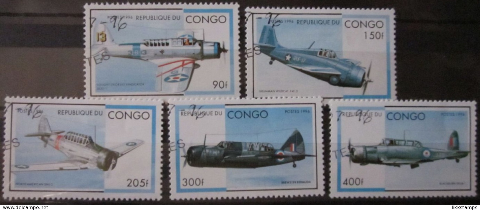 CONGO 24/06/1996 ~ MILITARY AIRCRAFT OF WWII. ~  VFU #03112 - Usati