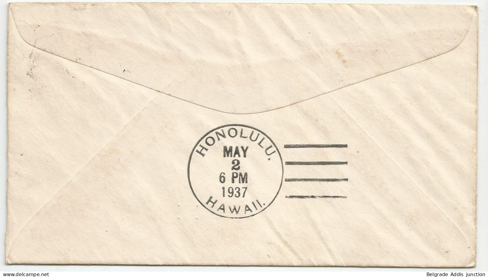 Macau Macao China First Flight Cover To Hawaii USA 1937 Honolulu - Poste Aérienne