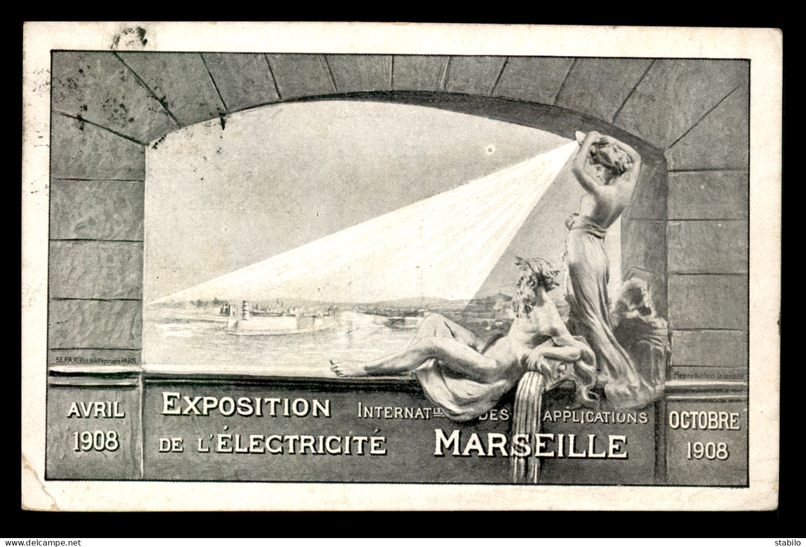 13 - MARSEILLE - FOIRE INTERNATIONALE D'ELECTRICITE DE 1908 - CARTE PUBLICITAIRE - Exposition D'Electricité Et Autres