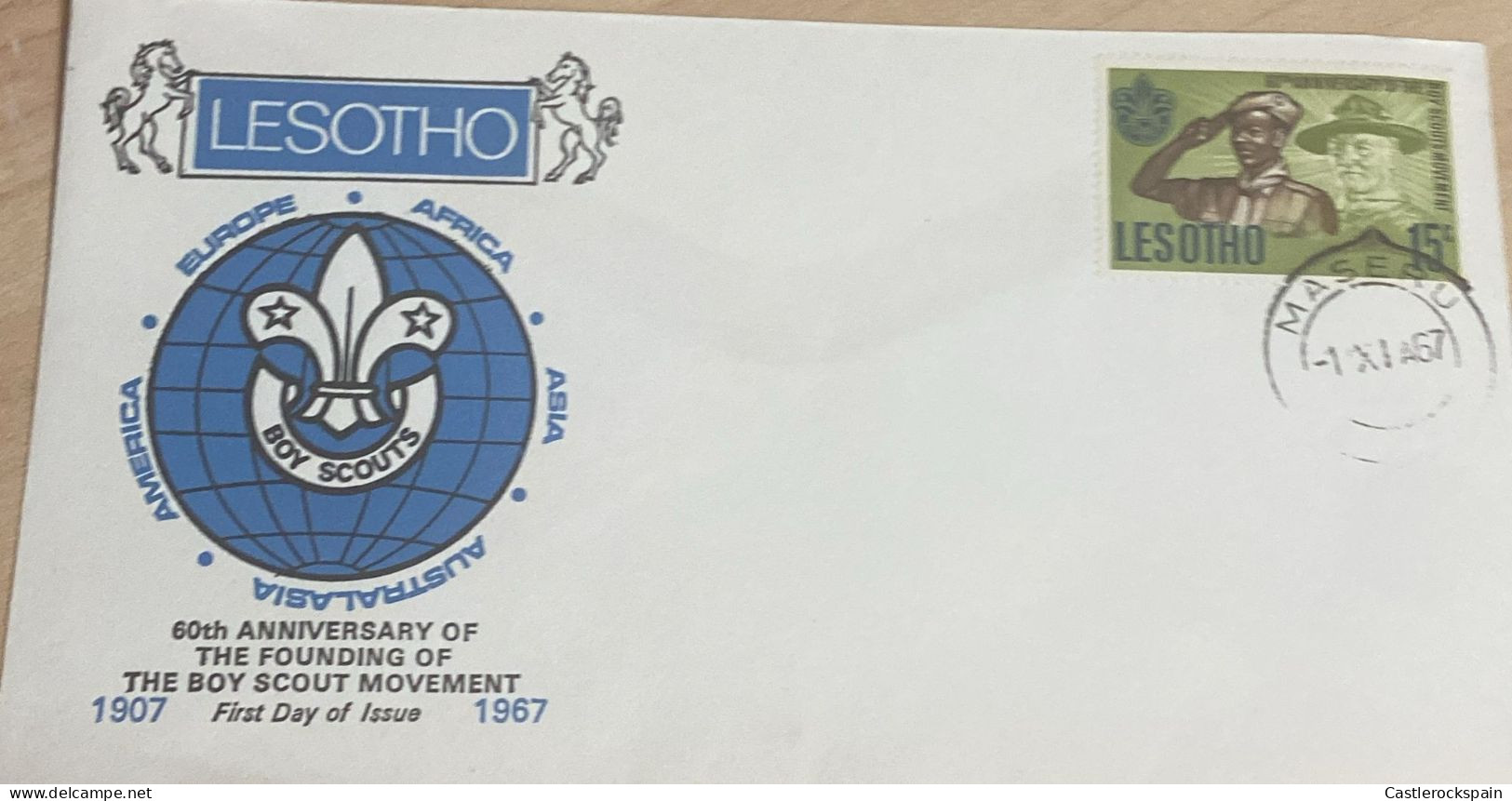 O) 1972 LESOTHO, SCOUTS, LORD BADEN POWELL,  BOY SCOUT MOVEMENT, FDC XF - Lesotho (1966-...)