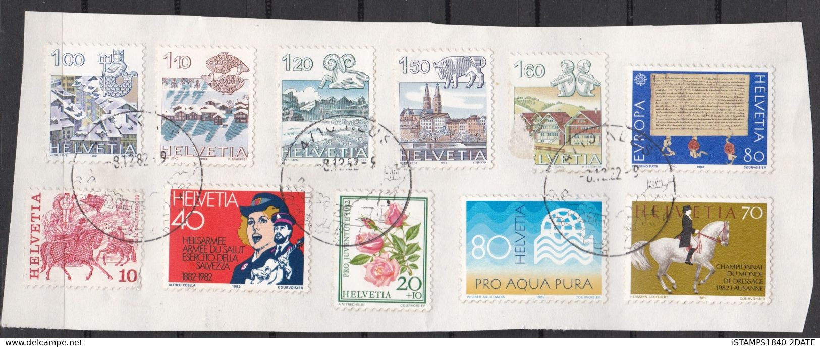 00869/ Switzerland 1982 Issues On Piece 11 Items To 1f.60 - Storia Postale
