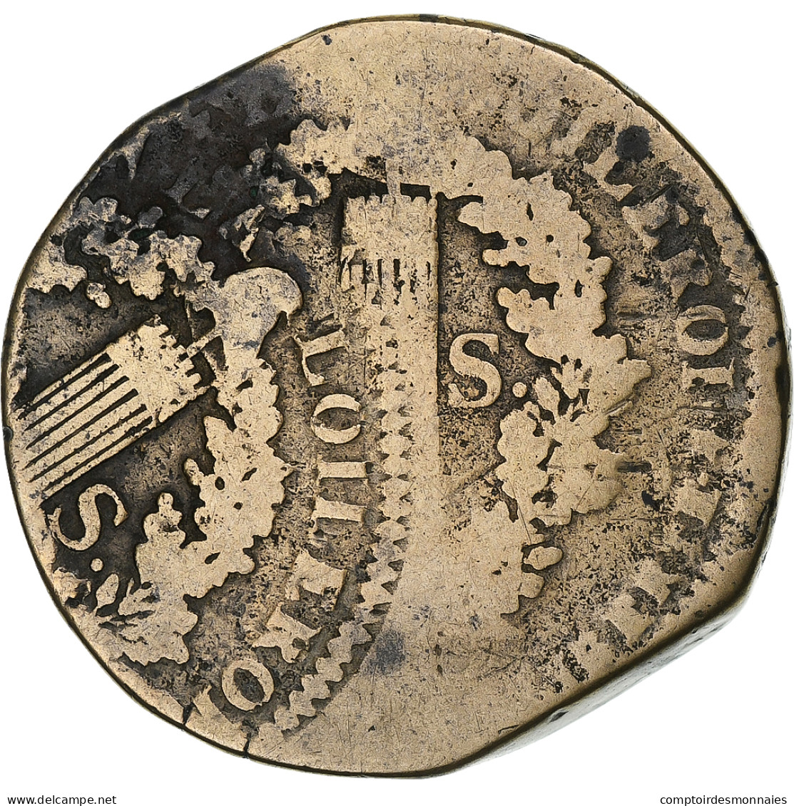 France, Louis XVI, 2 Sols, 1792 / AN 4, Orléans, Double Frappe, Bronze, TB - Sonstige & Ohne Zuordnung