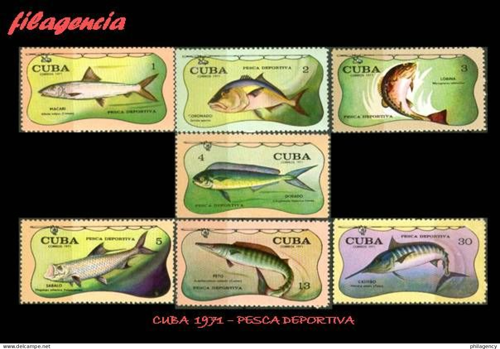 CUBA MINT. 1971-16 PESCA DEPORTIVA. PECES - Nuevos