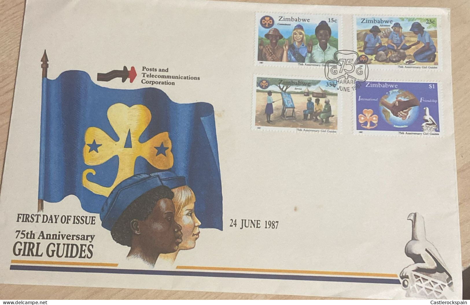 O) 1987  ZIMBABWE, SCOUTS -  GIRL GUIDE, FDC XF - Zimbabwe (1980-...)