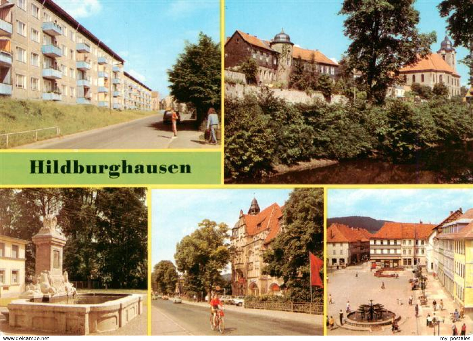 73961606 Hildburghausen Neubaugebiet Alte Stadtmauer Brunnen Leninallee Markt - Hildburghausen