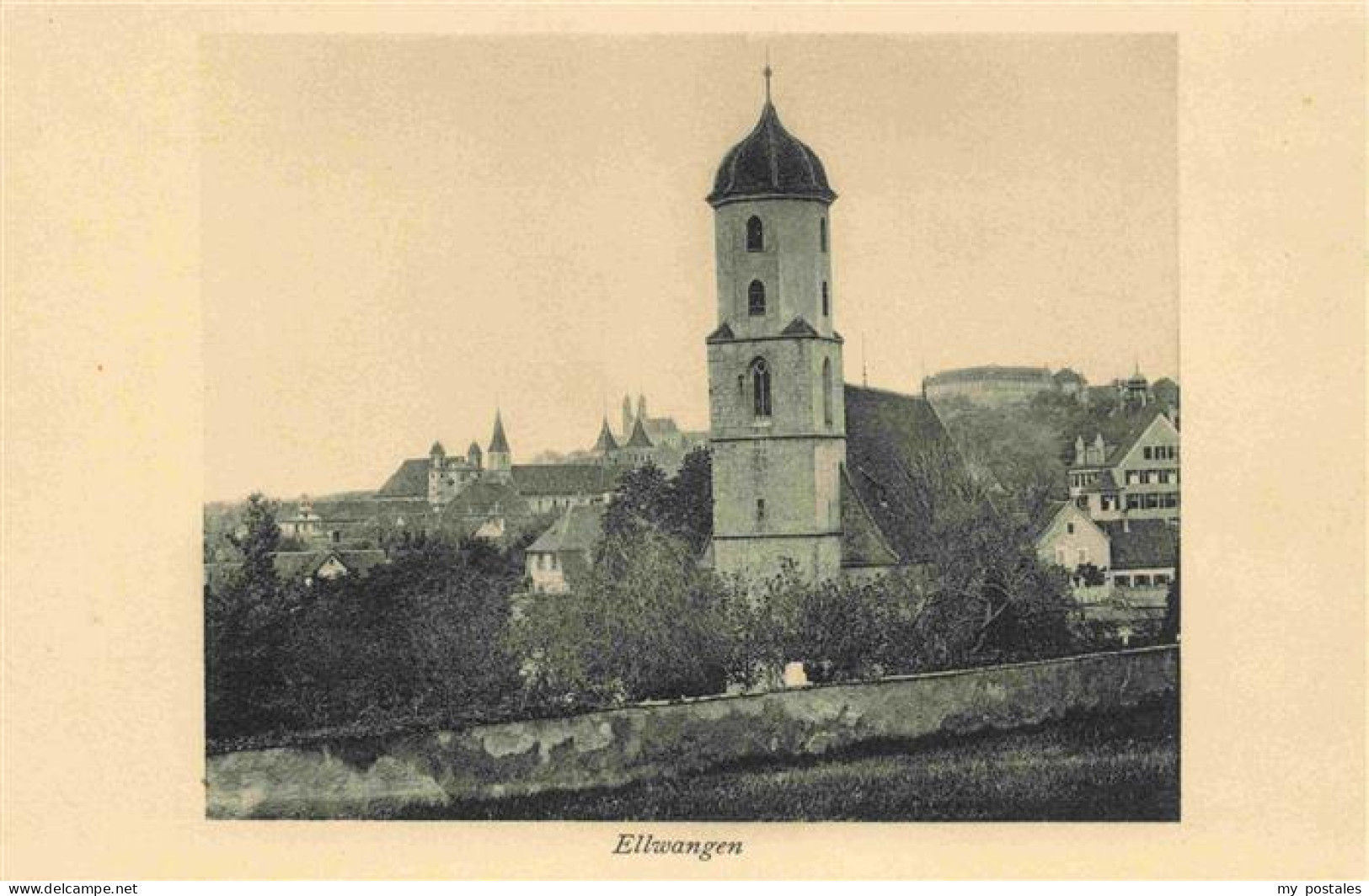 73961394 Ellwangen_Jagst Ansicht Mit Kirche Karte Der Stiftung Fuer Heimatschutz - Ellwangen