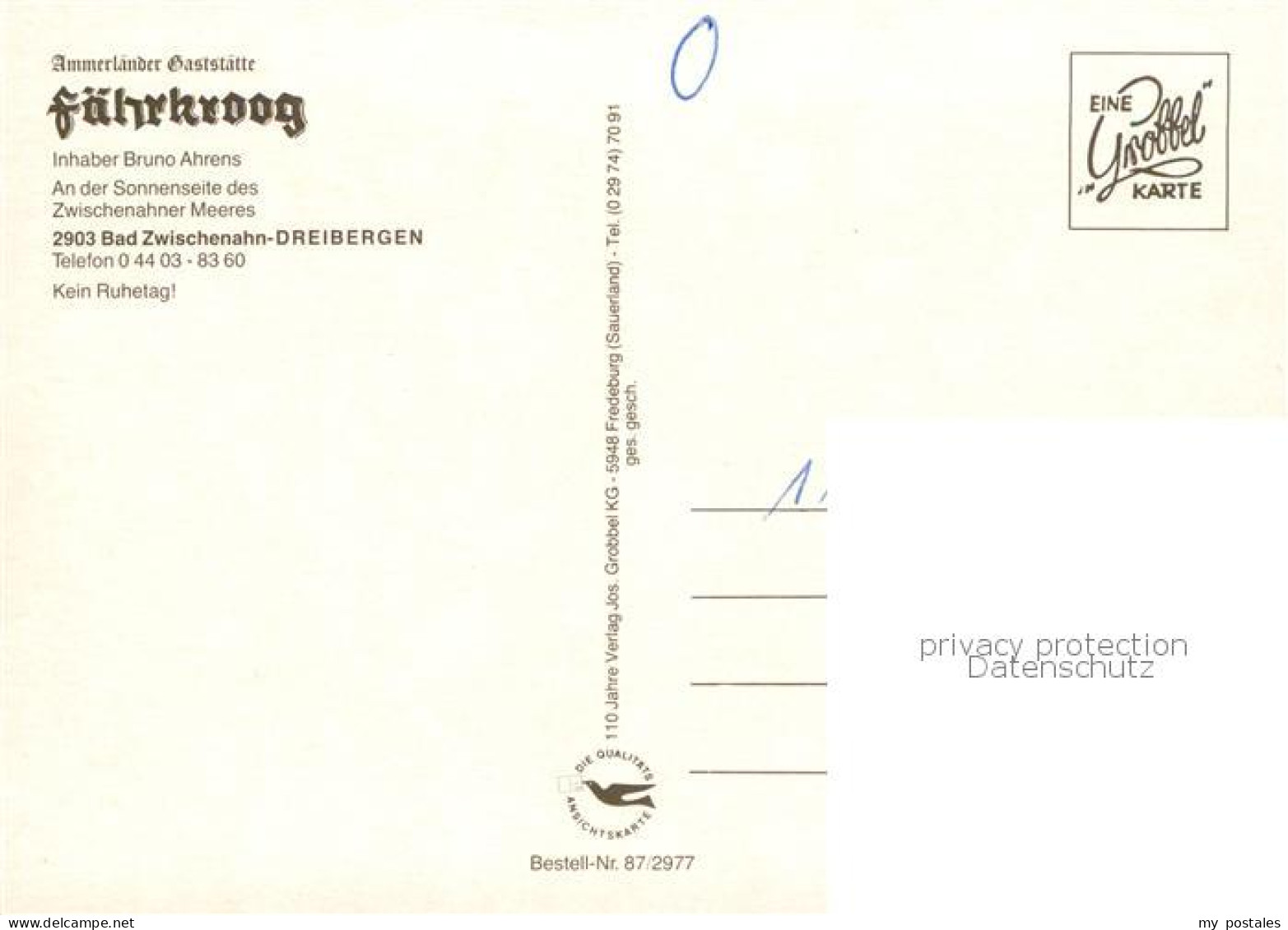 73846001 Dreibergen Bad Zwischenahn Ammerlaender Gaststaette Faehrkroog Gastraeu - Bad Zwischenahn