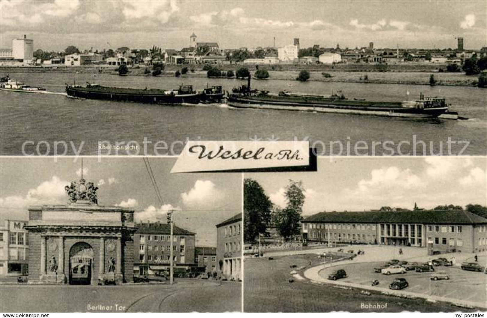 73692352 Wesel Rhein Rheinansicht Binnenschifffahrt Berliner Tor Bahnhof Wesel R - Wesel