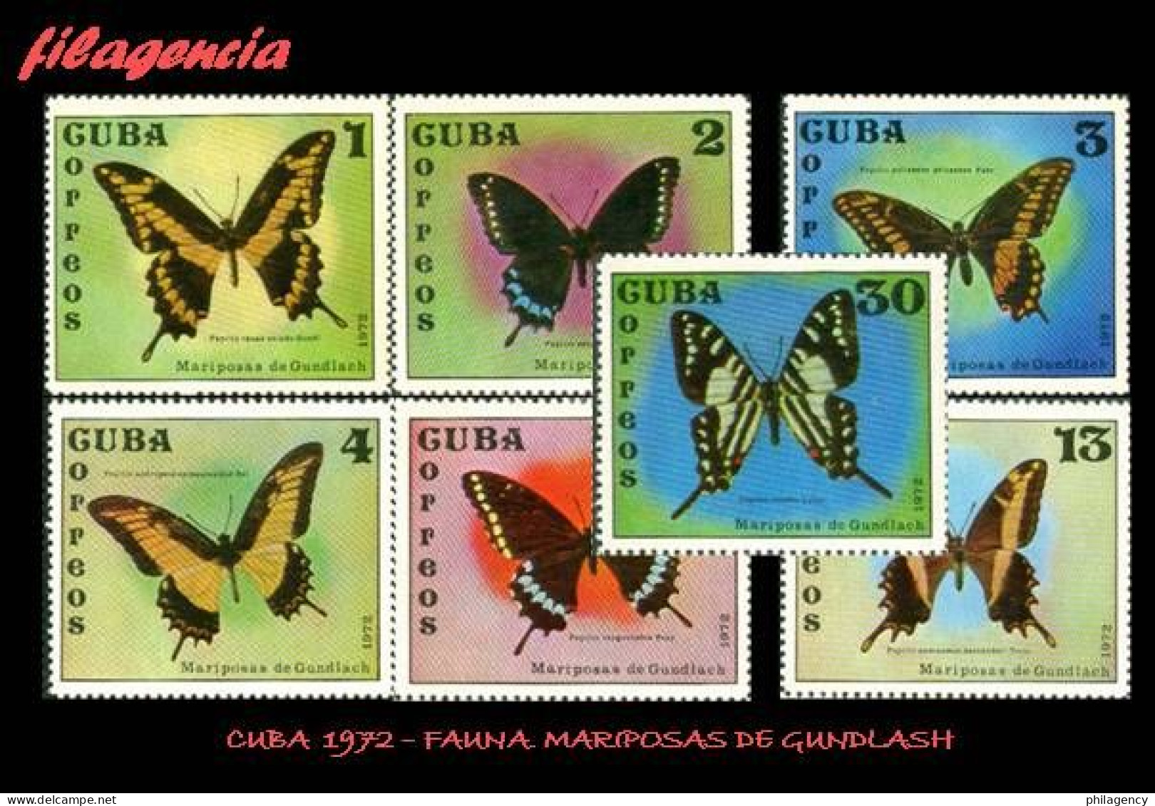 CUBA MINT. 1972-17 MARIPOSAS CUBANAS - Nuevos