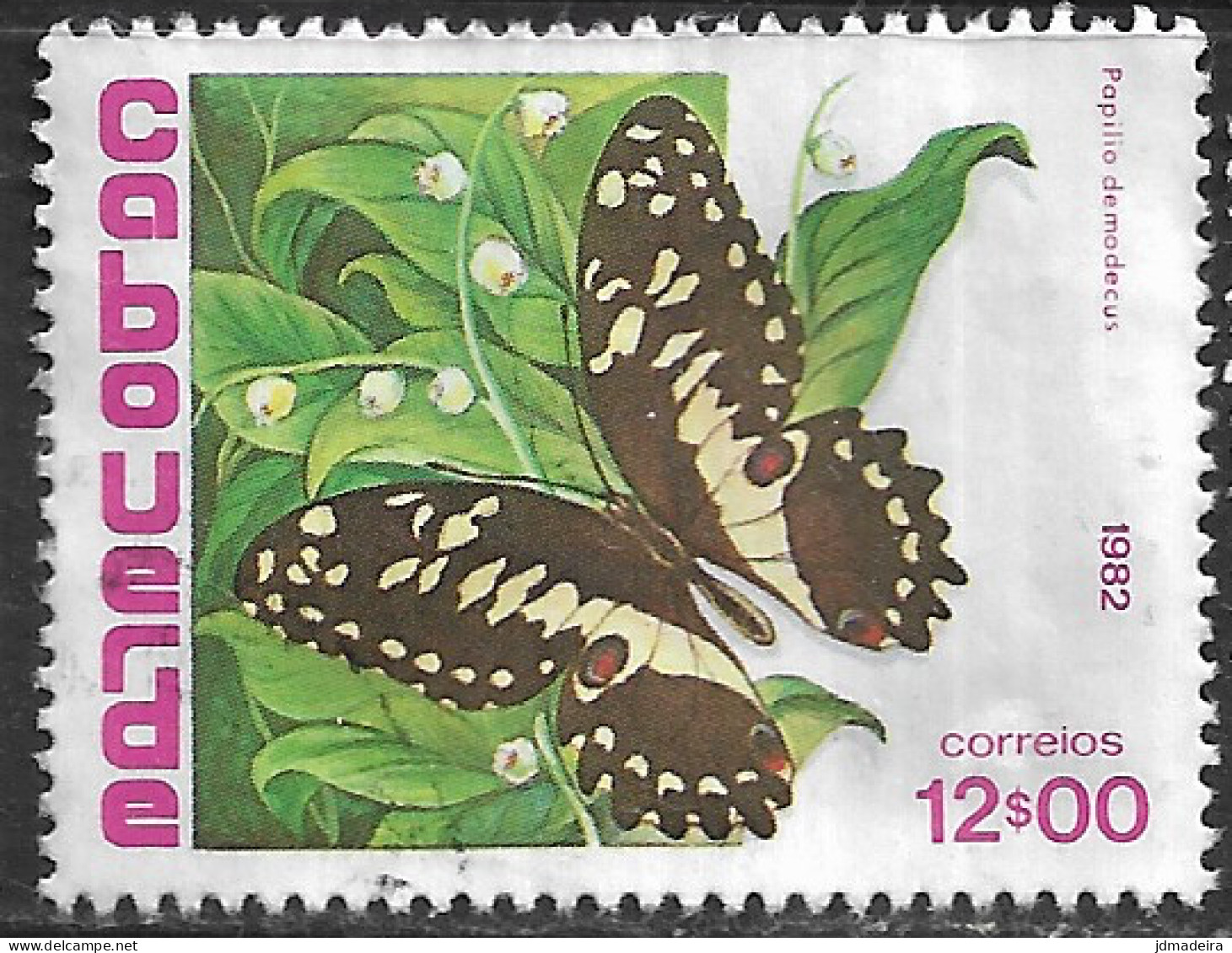 Cabo Verde – 1982 Butterflies 12$00 Used Stamp - Cap Vert