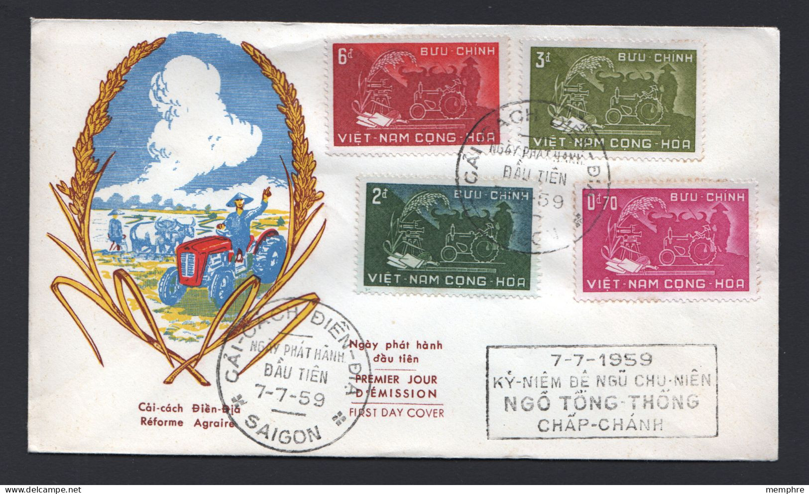 1959  Agrarian Reform Set Of 4 On FDC  Sc 112-5 - Vietnam