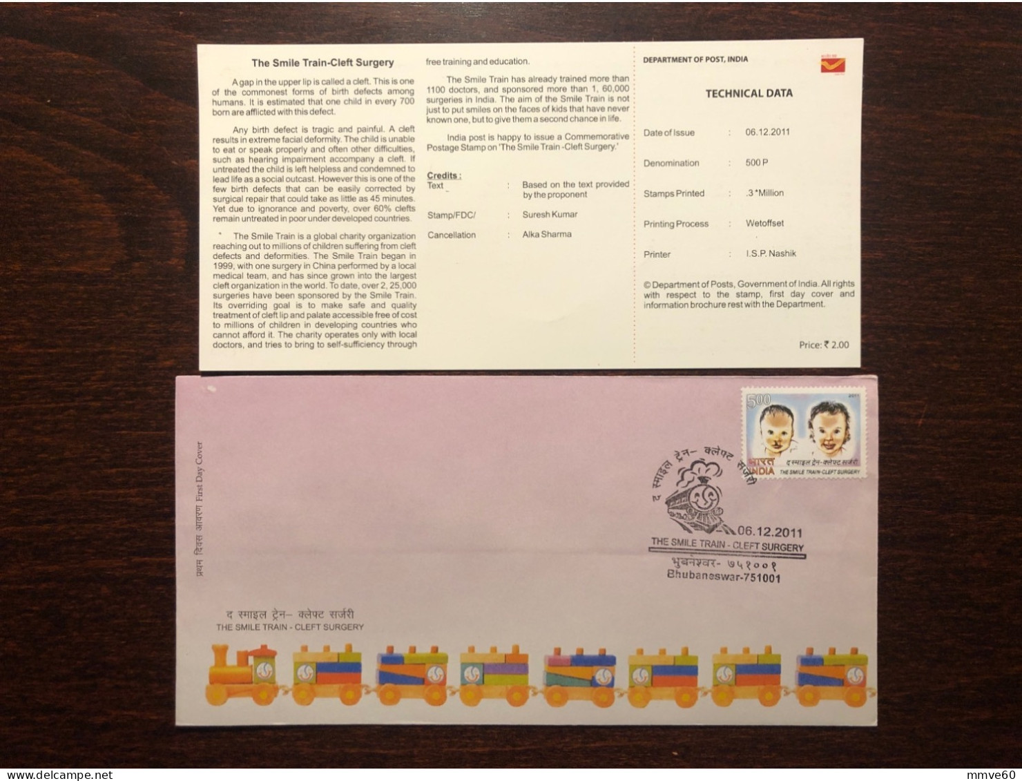 INDIA FDC COVER 2011 YEAR CLEFT SURGERY  HEALTH MEDICINE STAMPS - Lettres & Documents