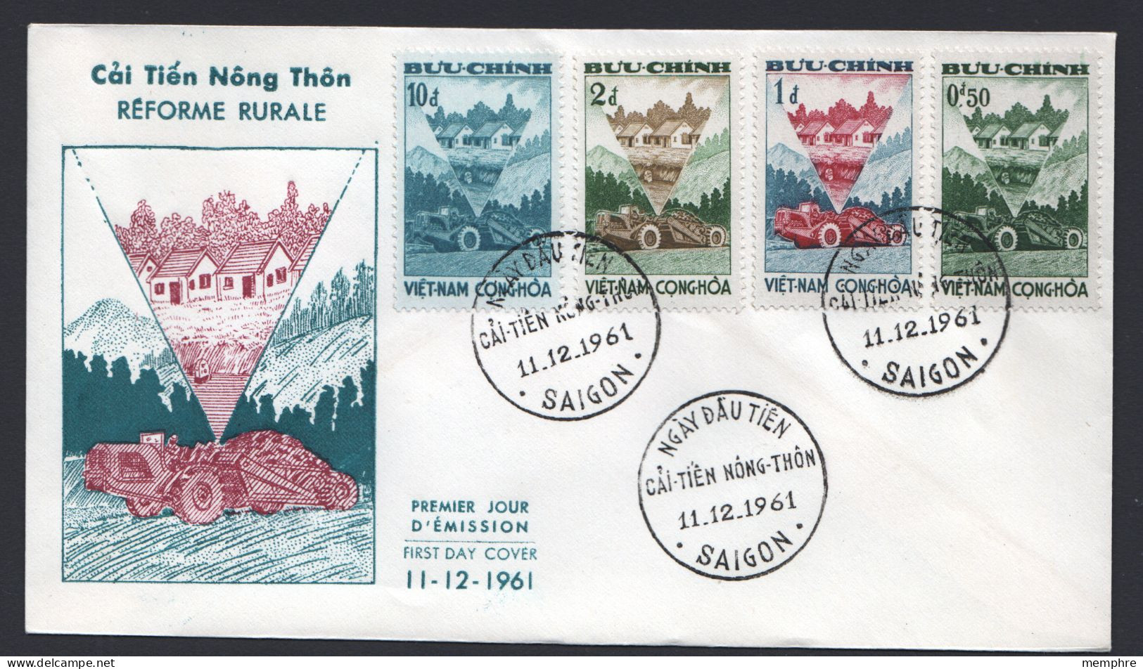 1961  Agrarian Reform.  Set Of 4 On FDC  Sc 181-4 - Viêt-Nam