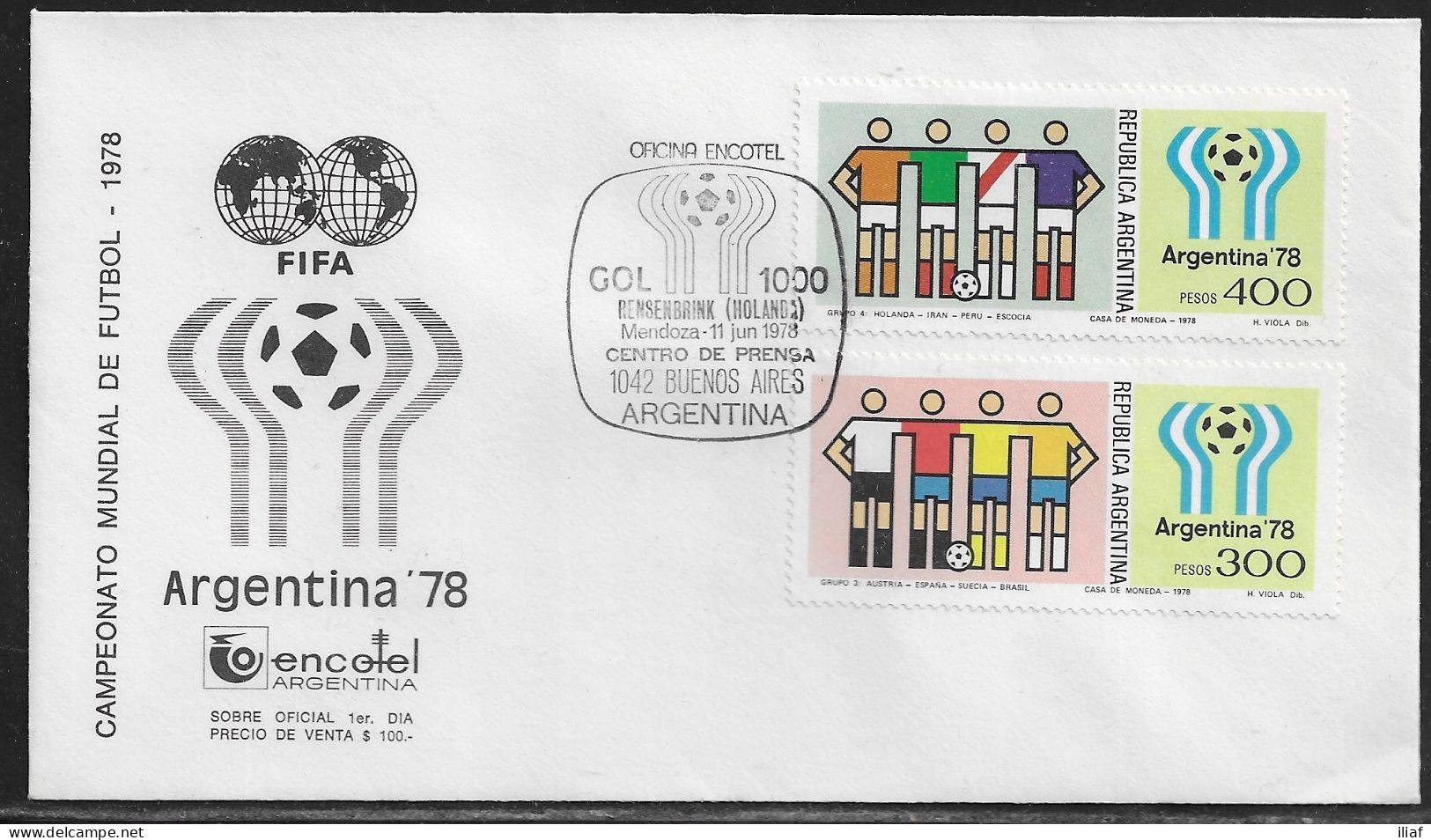 Argentina. Football World Cup 1978, Argentina. Press Center. 2 Envelopes.  Philatelic Envelop With Special Cancellation. - Briefe U. Dokumente