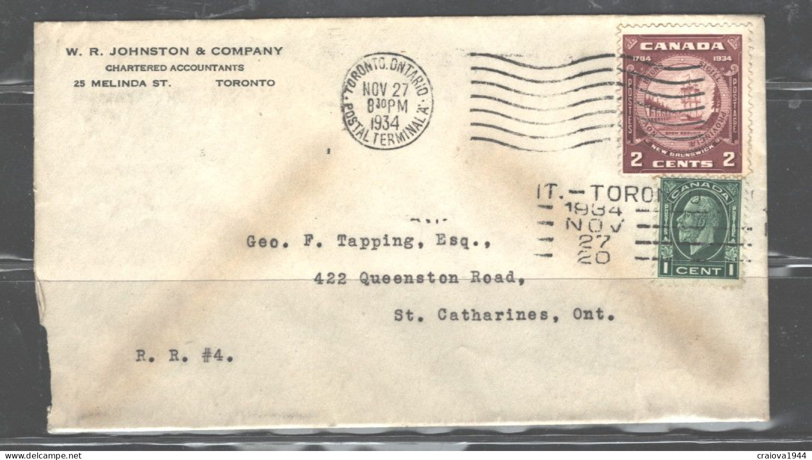 CANADA, COVER 1934 TORONTO To ST. CATHARINES - Lettres & Documents