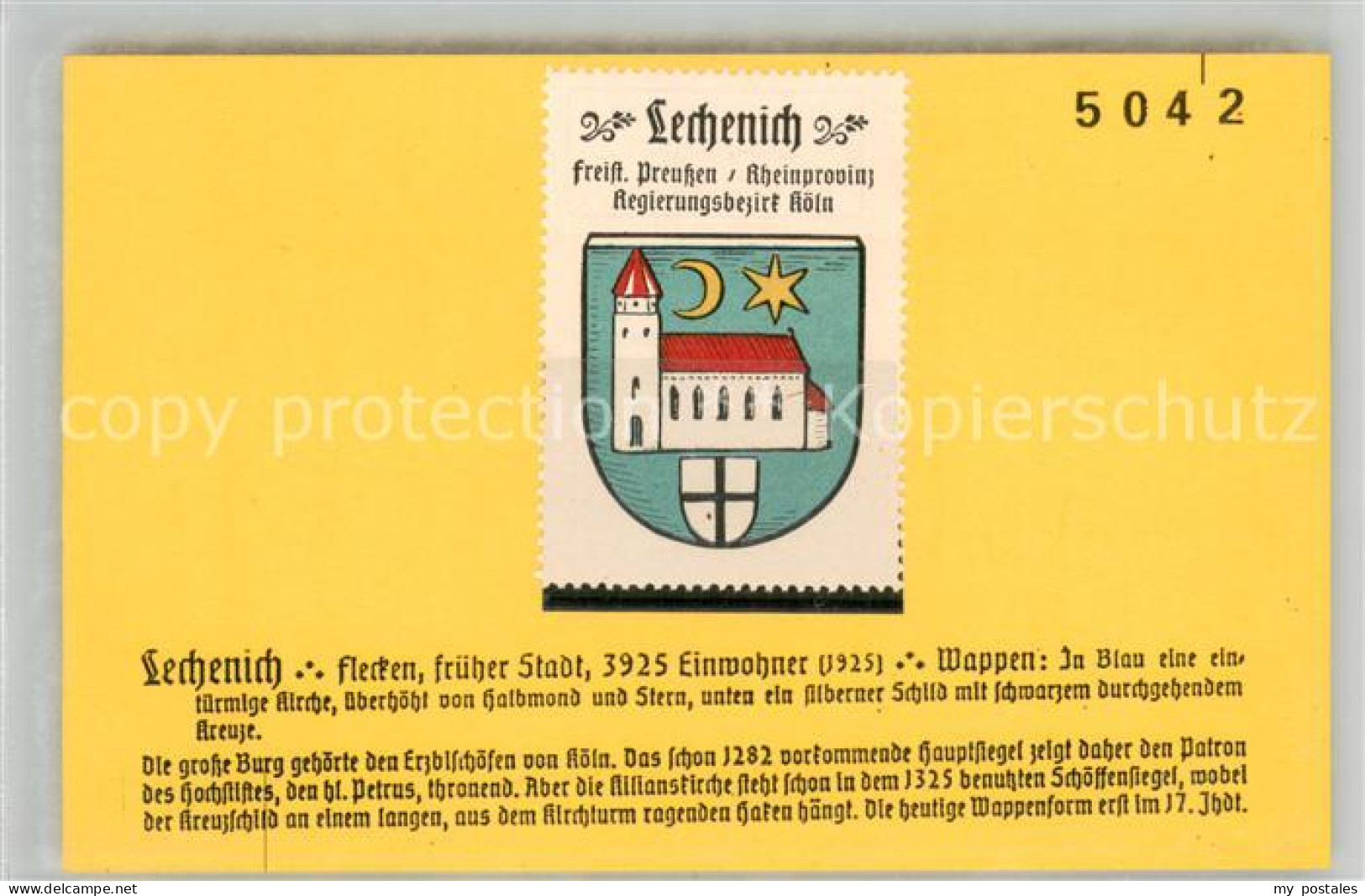 73690287 Lechenich Orts-Vignette Wappen Lechenich - Erftstadt