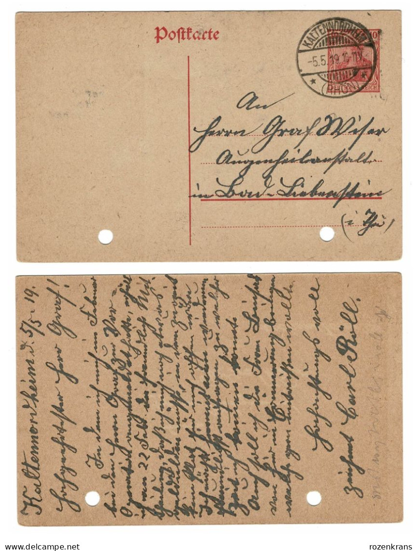 EP E.P. Entier Postale Ganzsache DEUTSCHES REICH Kartenbrief 1919 KALTENNORDHEIM RHON Postwaardestuk - Enveloppes