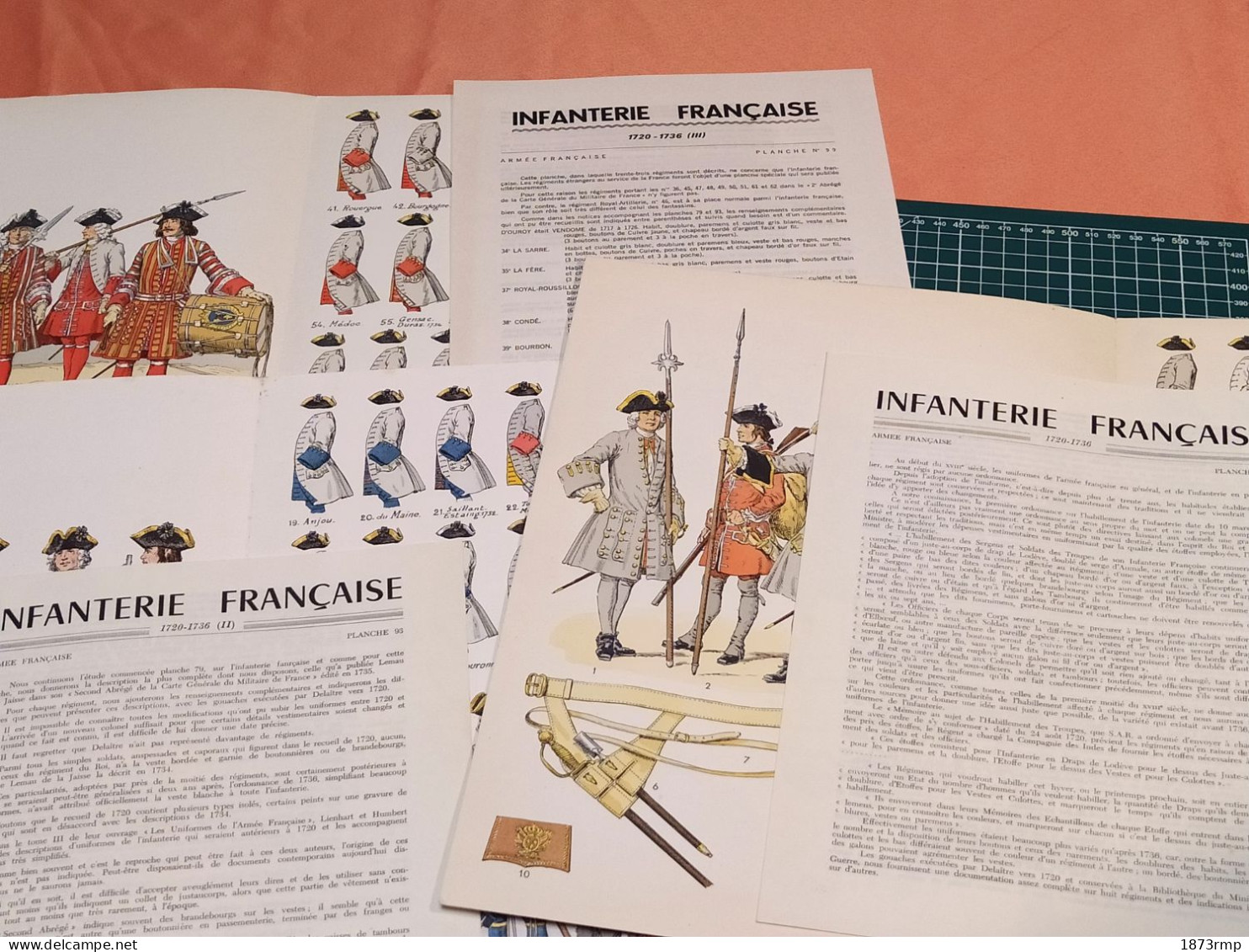 INFANTERIE FRANÇAISE 1720.1736,3 PLANCHES N° 79.93.99 LUCIEN ROUSSELOT 1962, 66 ET 67, ANCIEN REGIME - Altri & Non Classificati