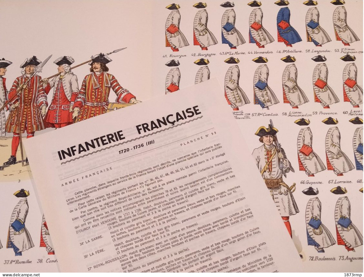 INFANTERIE FRANÇAISE 1720.1736,3 PLANCHES N° 79.93.99 LUCIEN ROUSSELOT 1962, 66 ET 67, ANCIEN REGIME - Altri & Non Classificati