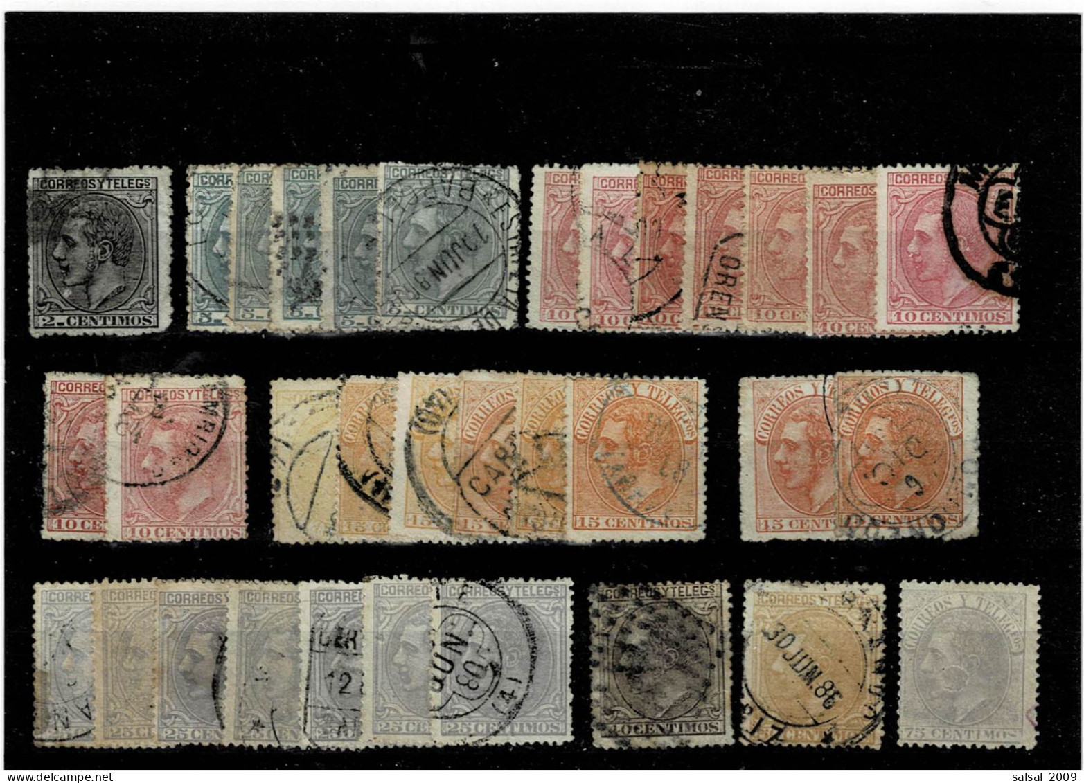 SPAGNA ,"Alfonso XII" ,33 Pezzi Usati ,gradazioni Di Colori ,qualita Buona - Used Stamps