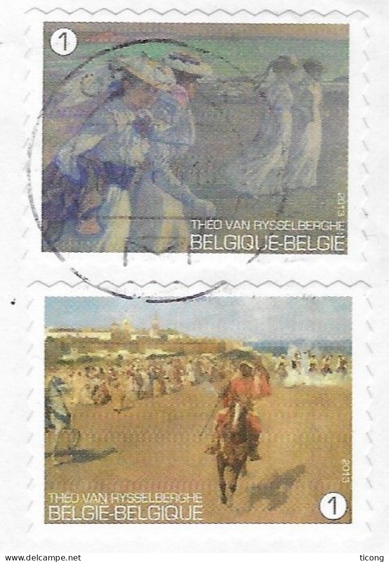 THEME PEINTURE - THEO VAN RYSSELBERGHE 2 TIMBRES SUR LETTRE BELGIQUE POUR LA FRANCE - VOIR LES SCANNERS - Storia Postale