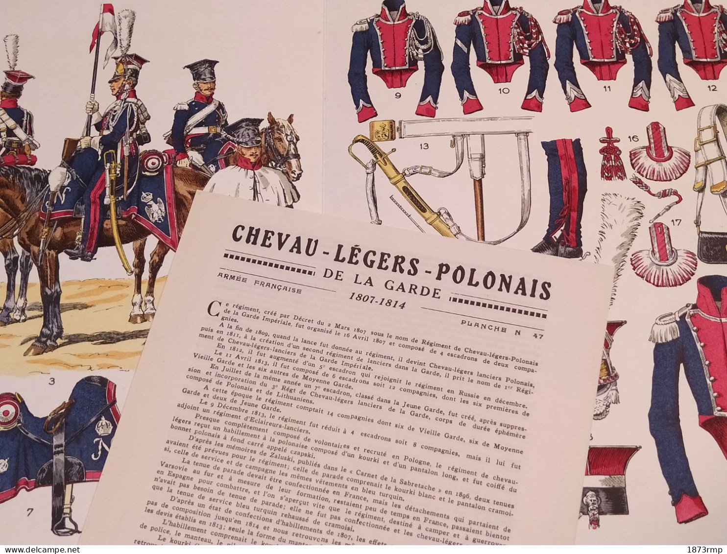 CHEVAU-LEGERS POLONAIS DE LA GARDE 1807.1814 , PLANCHE N°47 LUCIEN ROUSSELOT 1965, 1ER EMPIRE - Andere & Zonder Classificatie