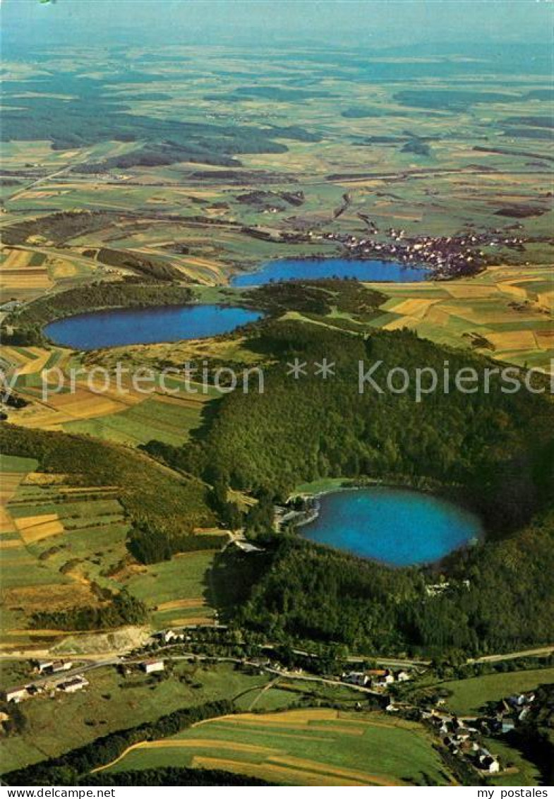 73079306 Daun Eifel Fliegeraufnahme Gemuendener Weinfelder Schalkenmehrener Maar - Daun