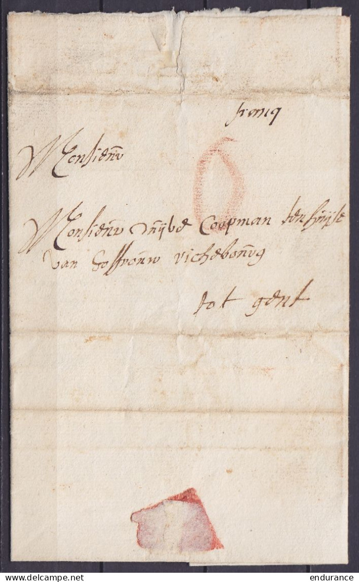 L. Datée 1 Août 1704 De MECHELEN Pour GENT - Marque "O" à La Craie Rouge (= Port Payé) & Man. "francq" - 1621-1713 (Paesi Bassi Spagnoli)