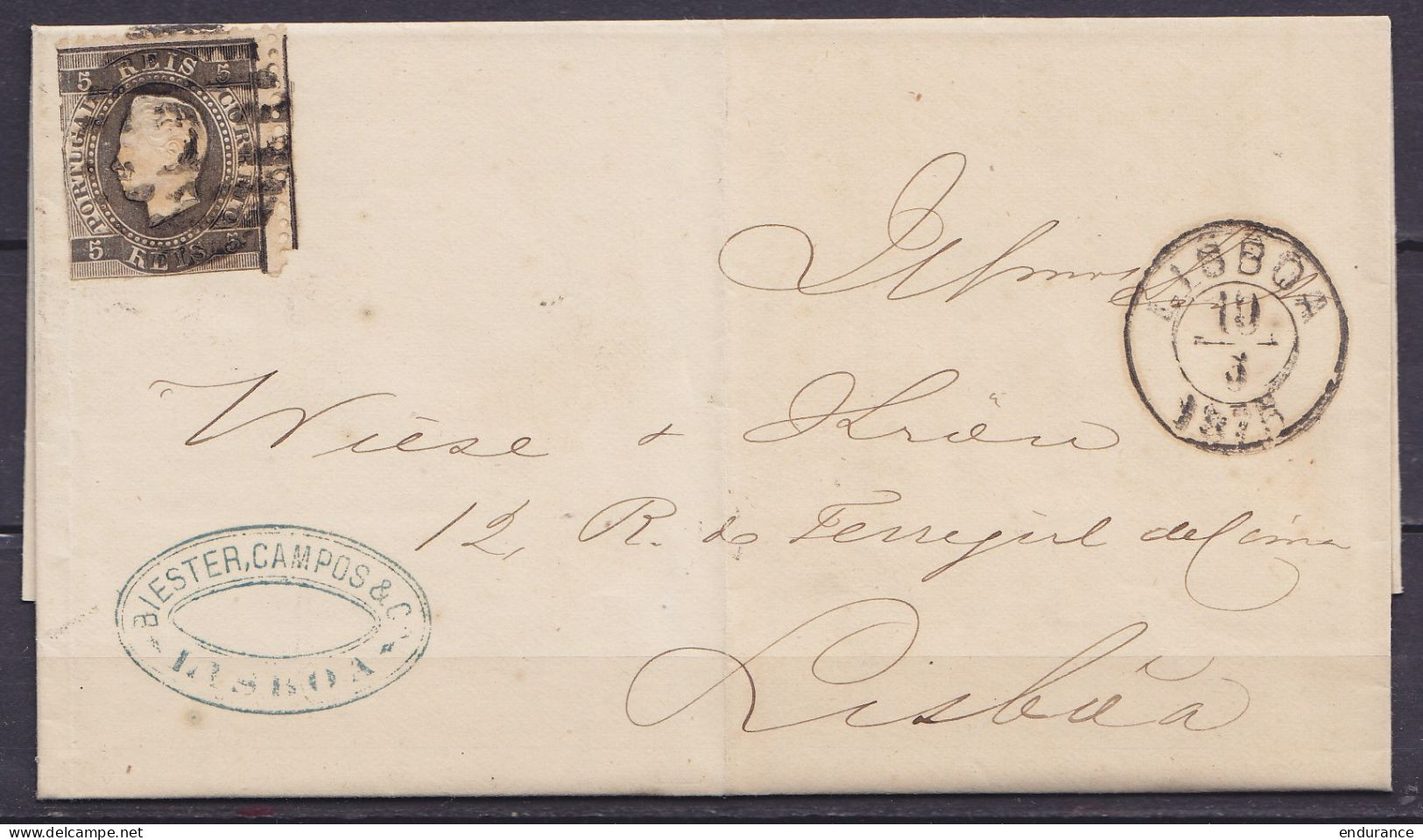 L. Datée 4 Mai 1875 De LISBOA Afr. 5r Càd LISBOA /10/5/1875 Pour E/V - Briefe U. Dokumente