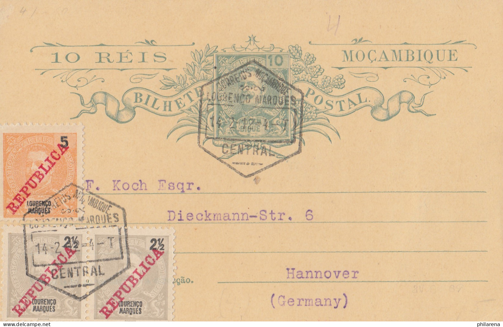 Mocambique 1912: Lourenco Marques To Hannover - Mozambique