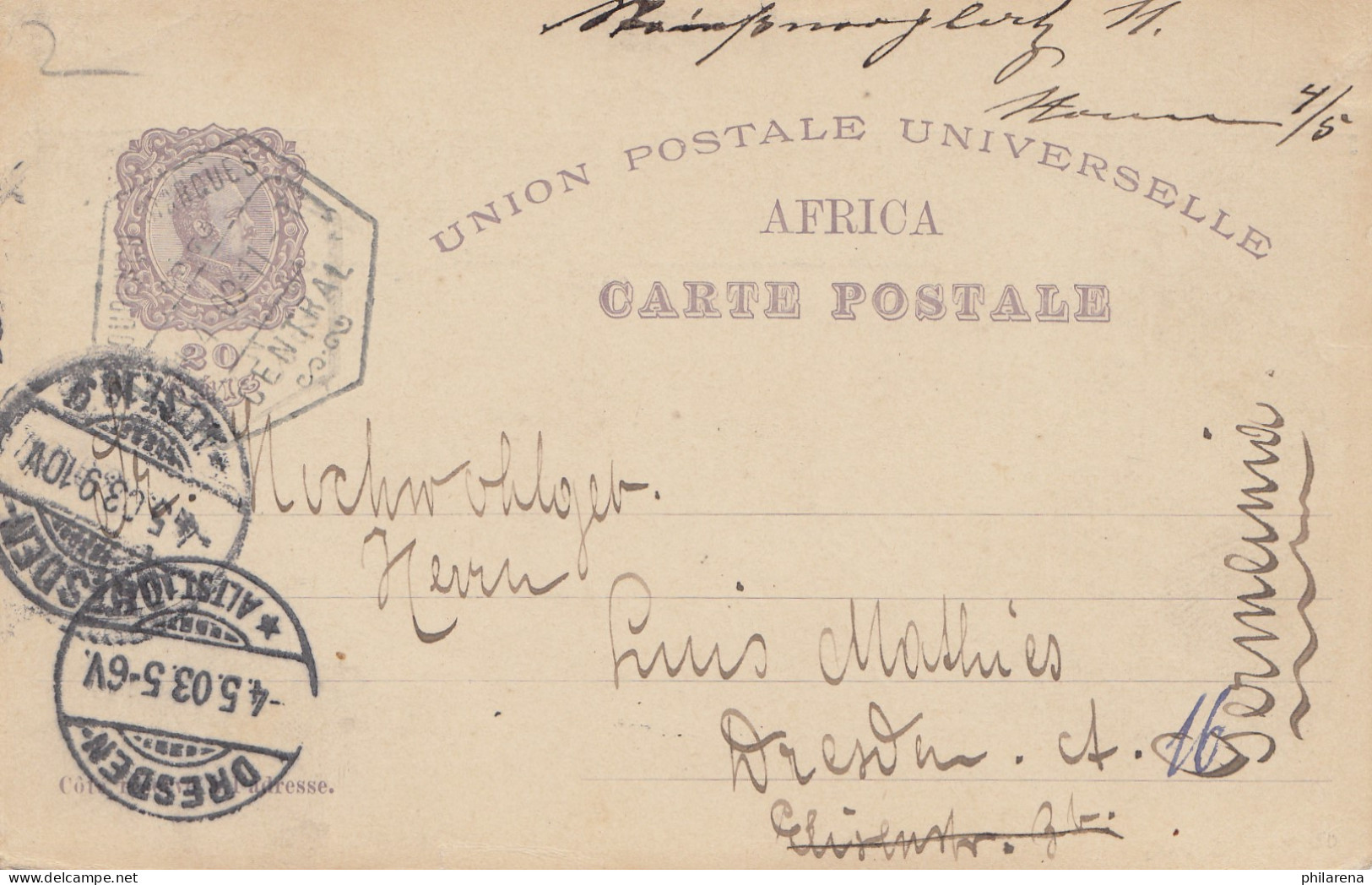 Mozambique Africa: Post Card 1903 To Dresden - Mozambique