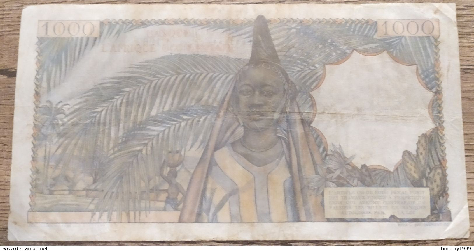 P#42 - 1000 Francs French West Africa 1951 - VF+ (VERY Rare!) - Stati Dell'Africa Occidentale