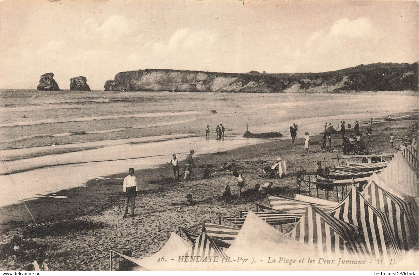 FRANCE - Hendaye - La Plage Et Les Deux Jumeaux - Carte Postale Ancienne - Hendaye