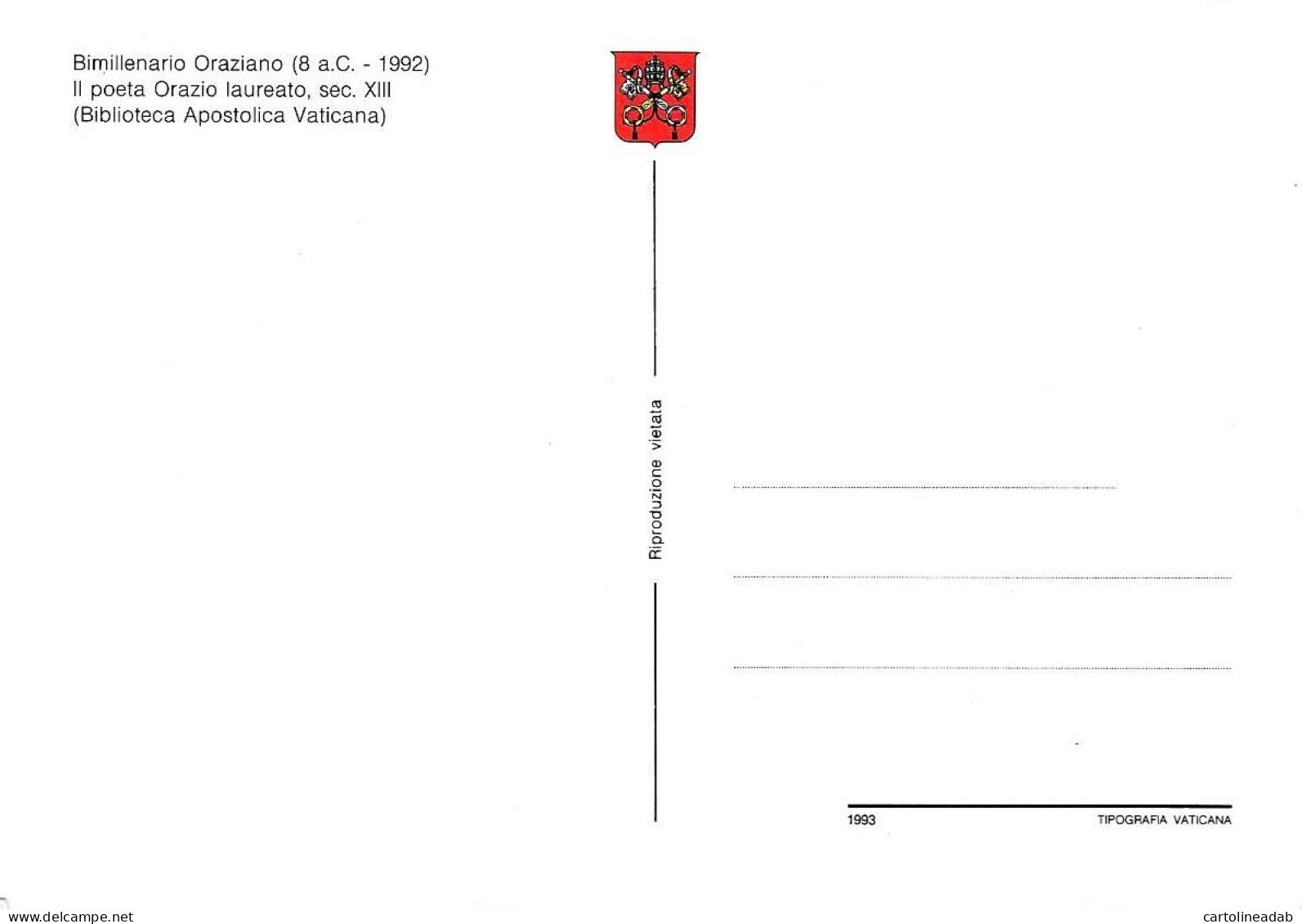 [MD8892] CPM - BICENTENARIO ORAZIANO - BIBLIOTECA APOSTOLICA VATICANA - PERFETTA - Non Viaggiata - Vatikanstadt