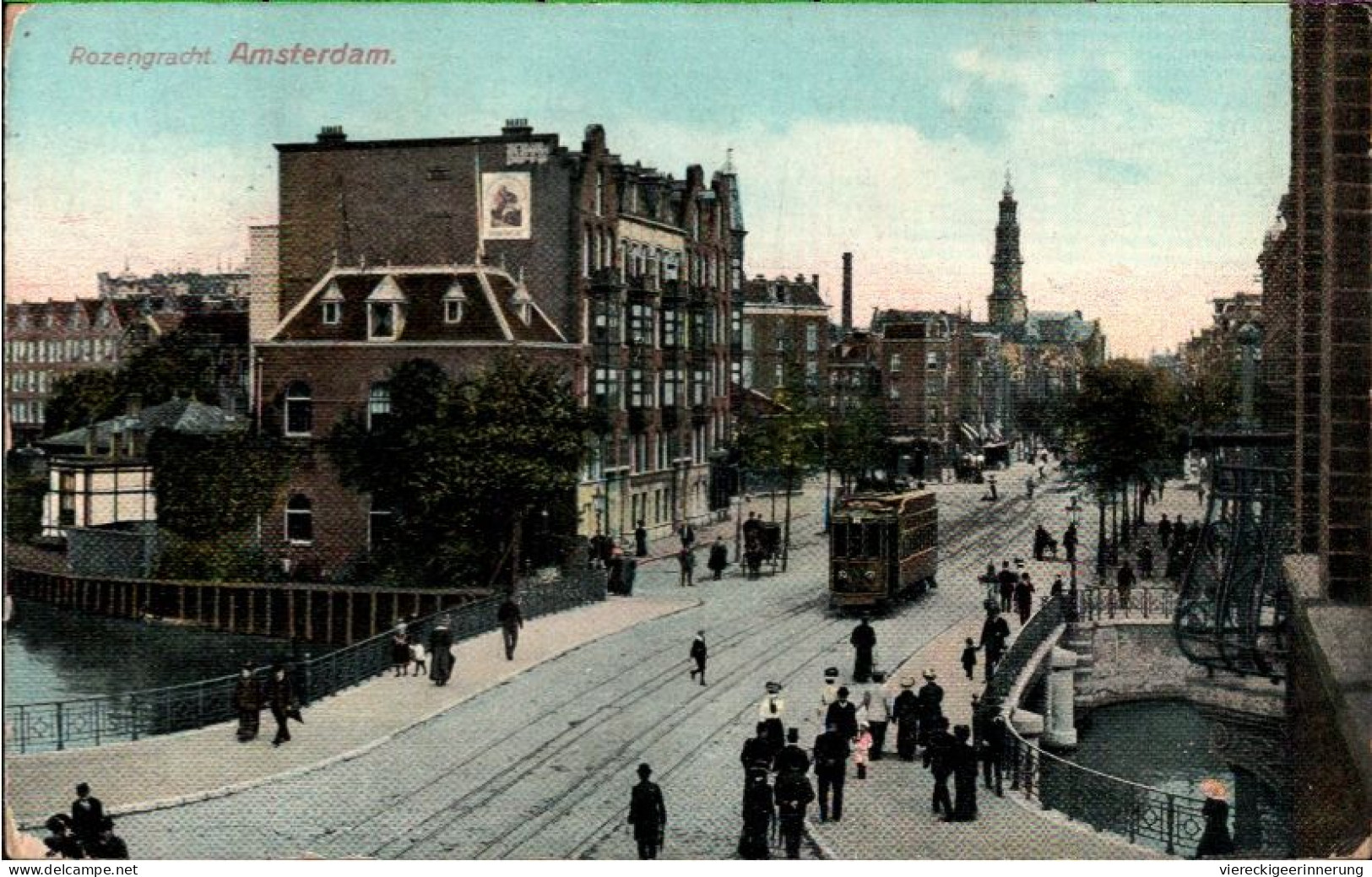! Alte Ansichtskarte Amsterdam, Rozengracht, Tram - Amsterdam