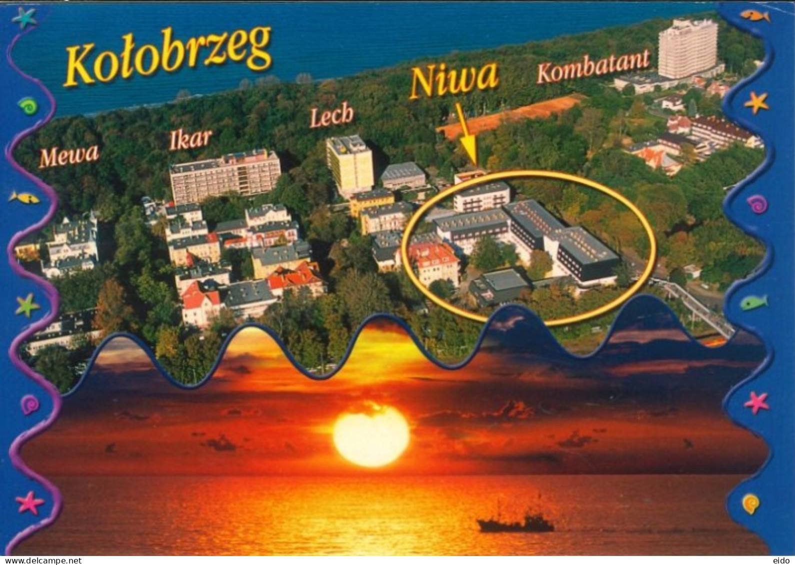 POLAND - 2005 - KOLOBRZEG POSTCARD WITH STAMPS. - Used Stamps