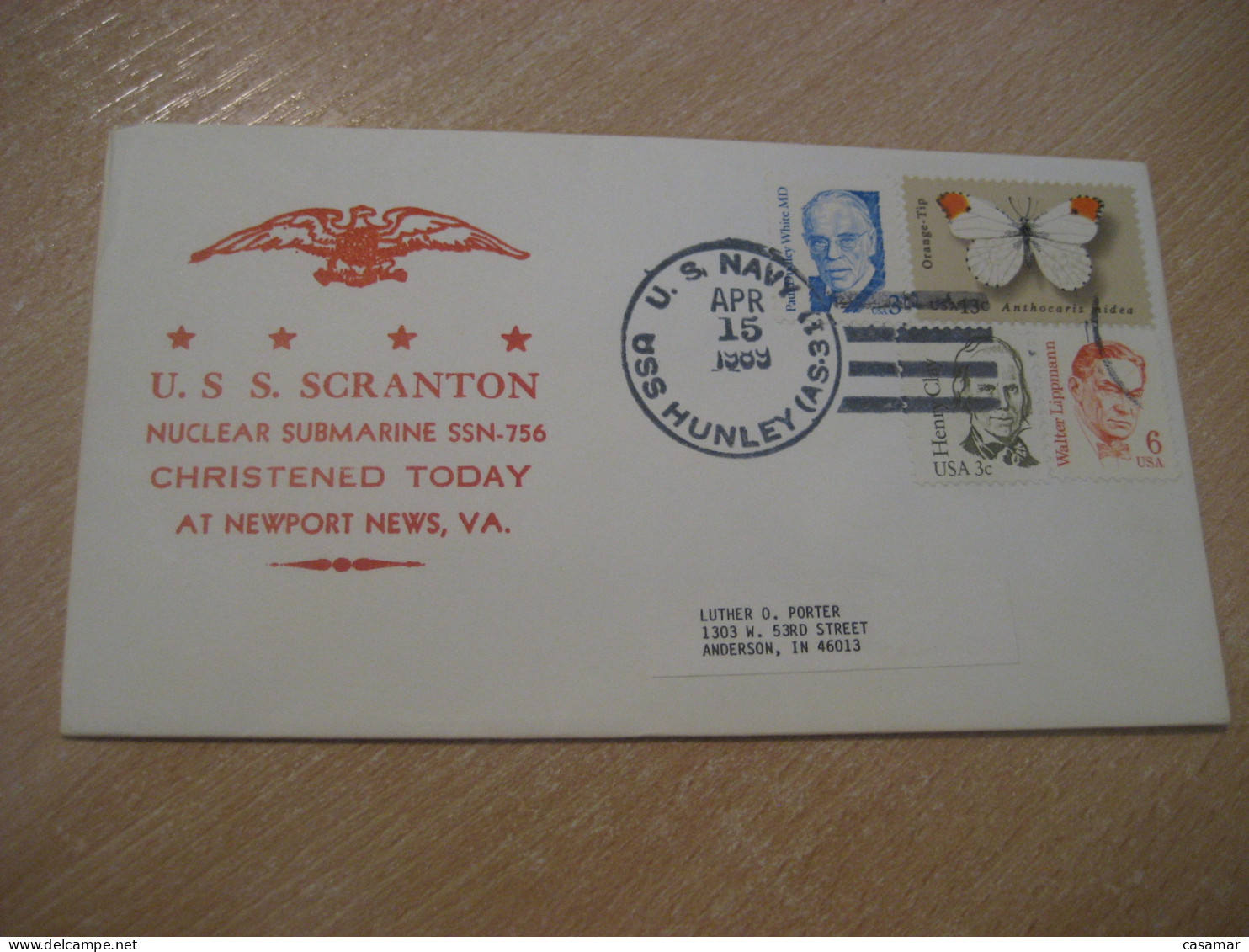 US NAVY USS HUNLEY 1989 USS SCRANTON Nuclear Submarine SSN-756 Newport News U-boot Ship Cancel Cover USA Ships Maritime - Submarines