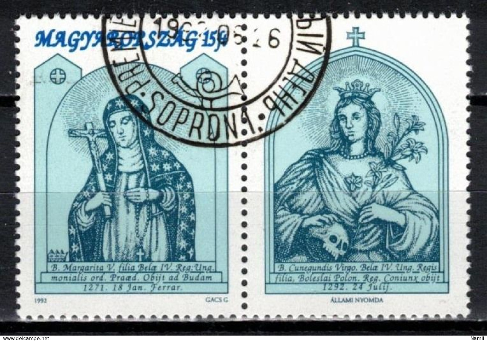 Hongrie 1992 Mi 4201 Zf (Yv 3376 Avec Vignette), Obliteré - Used Stamps
