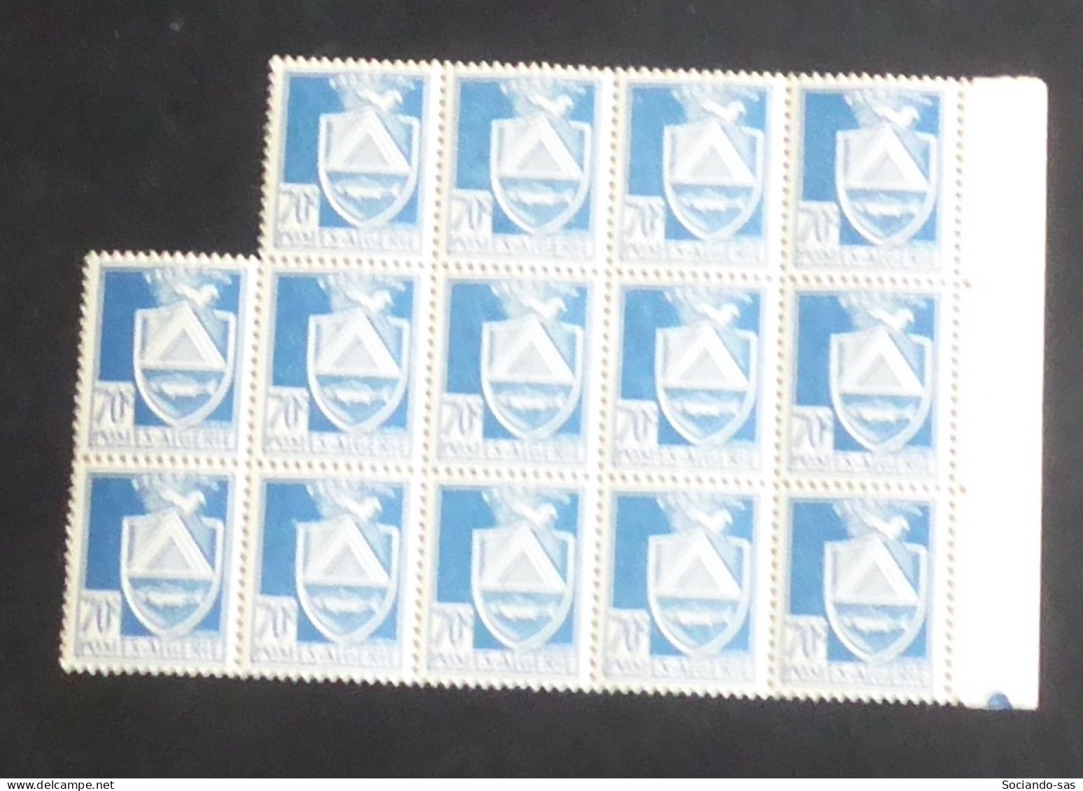 ALGERIE - 1942-45 - N°YT. 188 - Constantine 70c Bleu - Bloc De 14 Bord De Feuille - Neuf Luxe ** / MNH / Postfrisch - Neufs