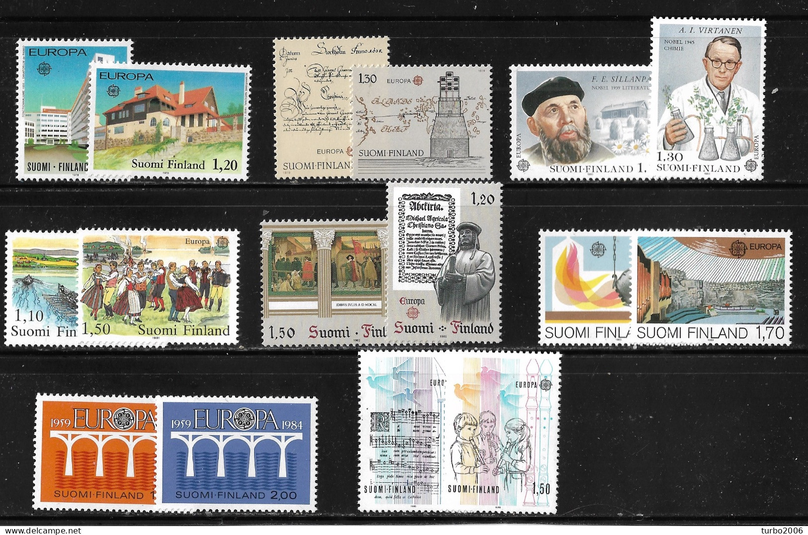Finland 1978 / 1985 Europe CEPT 8 Complete MNH Sets Between Michel 825/826-968/969 - Unused Stamps