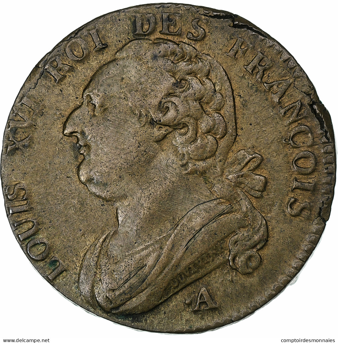 France, Louis XVI, 12 Deniers, 1791·3, Paris, Rosette, Cuivre, TTB+ - Autres & Non Classés