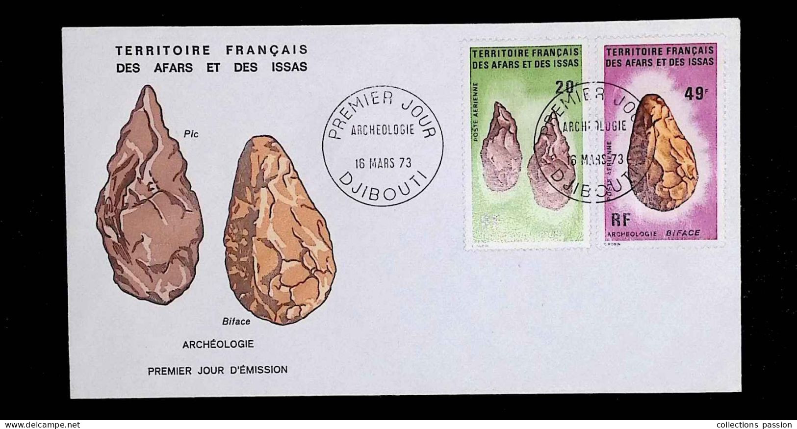 CL, FDC, 1 Er Jour, France, Territoire Français Des Afars Et Des Issas, Djibouti, 16 Mars 73, Archéologie - Covers & Documents