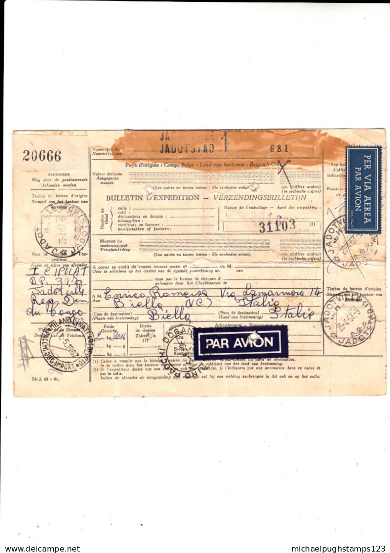 Democratic Republic Of Congo / Parcel Cards / Italy / Tax / Parcel Stamps - Autres - Afrique